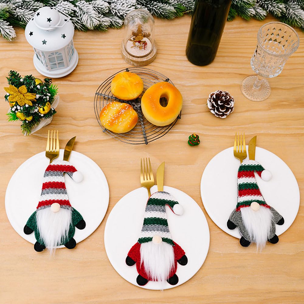 Set 3 Portaposate Natalizi A Forma Di Babbo Natale – Decorazioni Da Tavola Rosse, Verdi E Grigie
