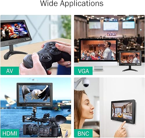 Miniatura 5 de Mini monitor de 8 pulgadas, pequeño monitor HDMI 1280 x 720 169 IPS carcasa de metal, monitor de computadora compatible con entrada HDMIVGAAVBNC con