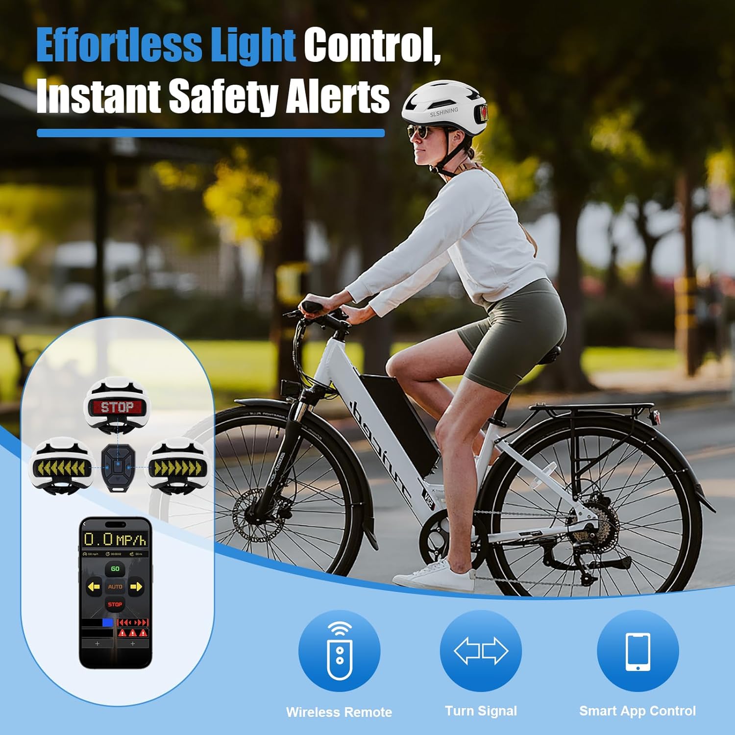 Bike Helmet, Bicycle Helmets with Light, 360° High Visibility LED Display, Lightweight Adjustable Mountain Bike Helmet with Turn Signals, Smart APP Controlled, Helmets for Adults, Youth, Men & Women - Image 5