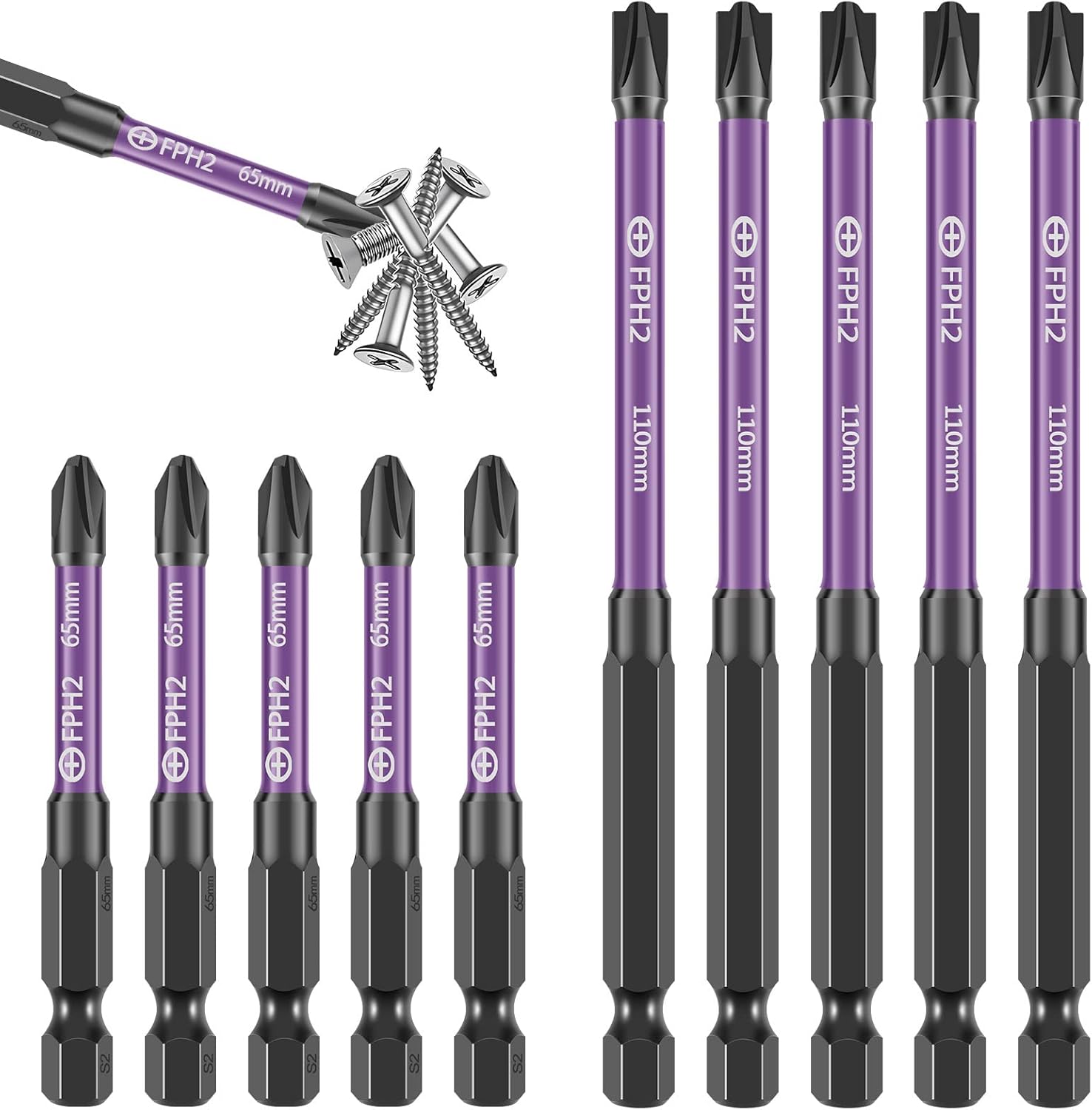 10 Pcs Cross and Slotted Screwdriver Bits for Electricians,