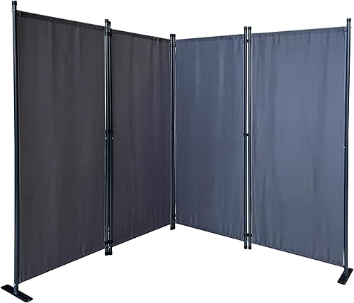 Miniatura 4 de QUICK STAR Divisor de habitación de 87 pulgadas de ancho x 65 pulgadas de alto, gris  Pantalla de privacidad plegable de 4 paneles  Partición de