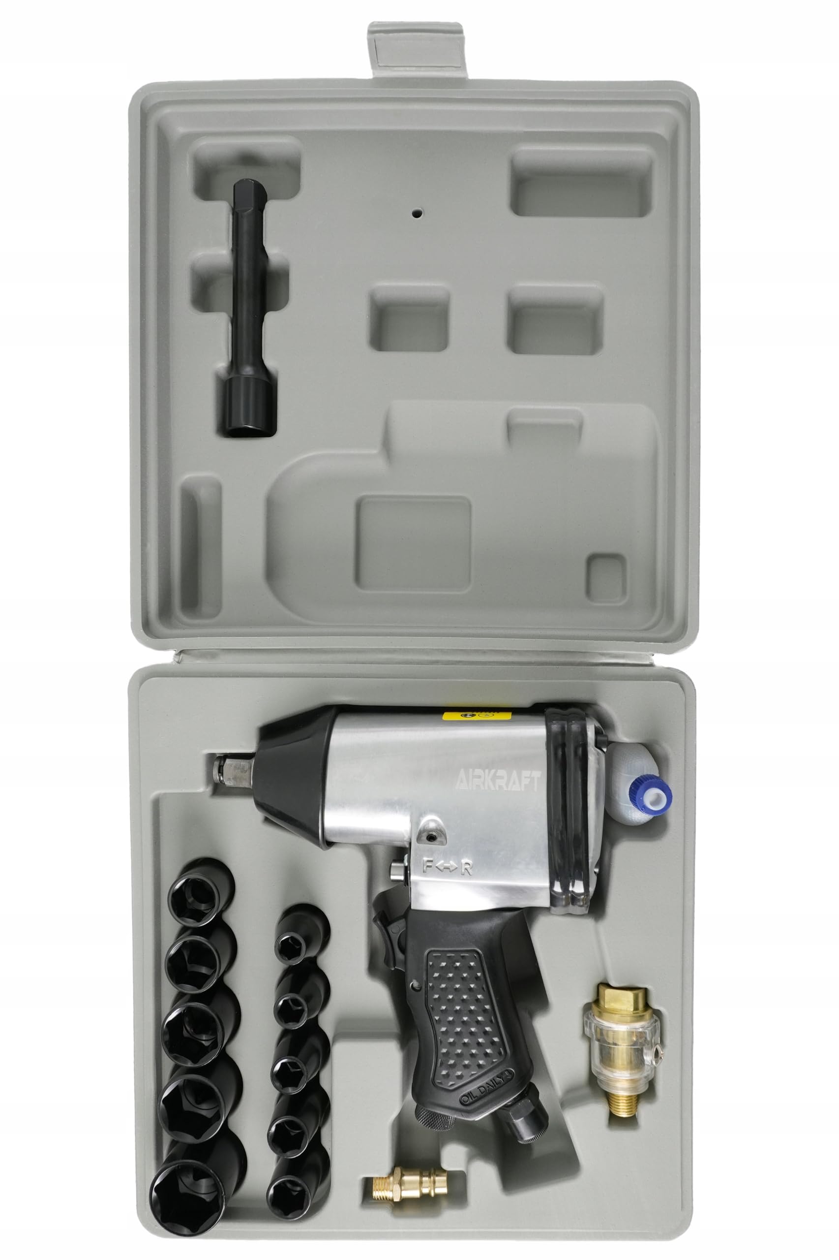 ZESTAW 17el KLUCZ PNEUMATYCZNY UDAROWY 1/2" 350 Nm 7000 obr/min Z NASADKAMI