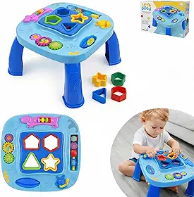 Mesa Infantil Didática Divertida Brinquedo Crianças Educacional Bebê Atividades de Montar Interativa (Azul)