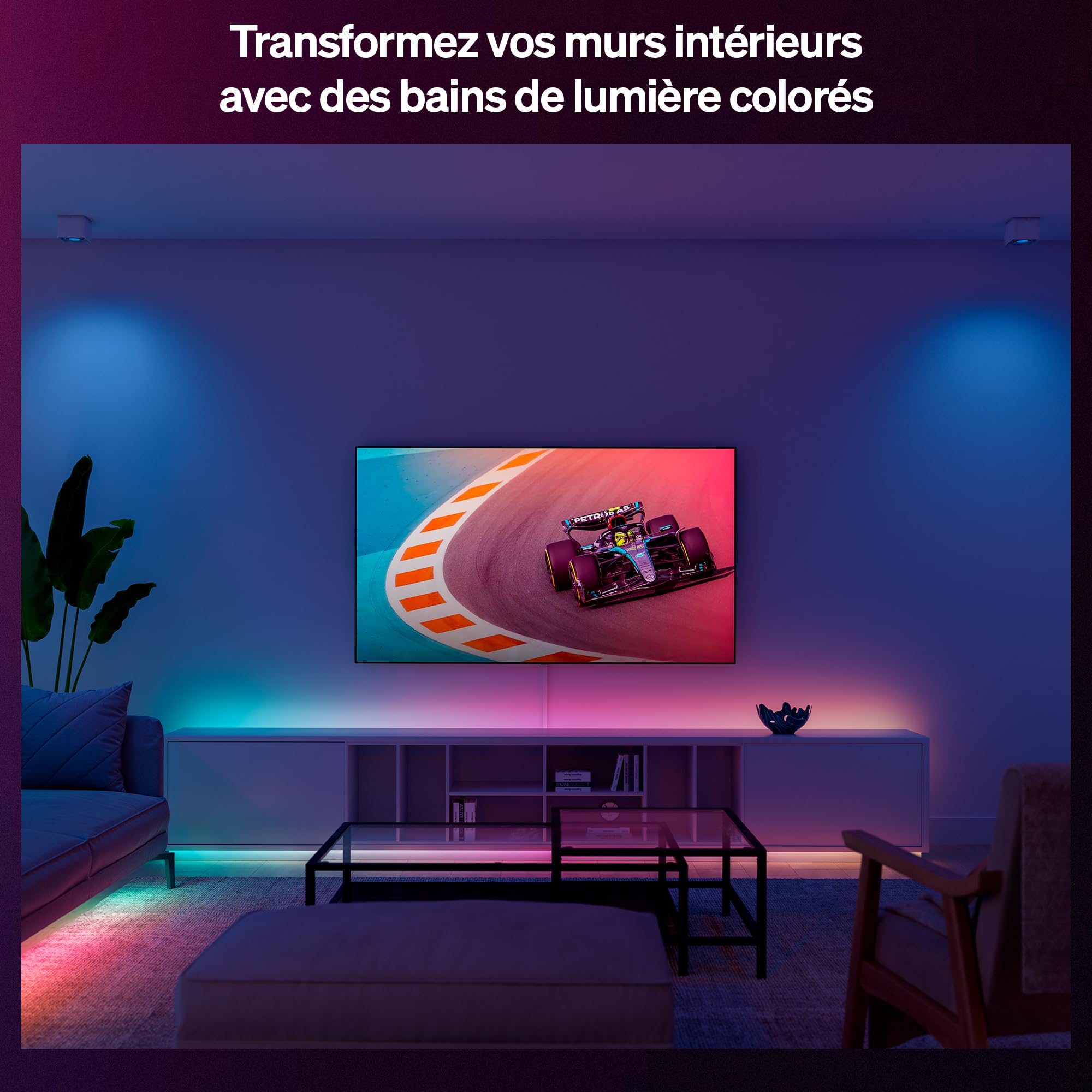 Hue Essential Ruban LED 5 Mètres, RGBIC, Ambiance Vive, Éclairage Intérieur, Installation Facile, Contrôle Via Application et Commande Vocale, Compatible Alexa, Google Assistant et Apple Home