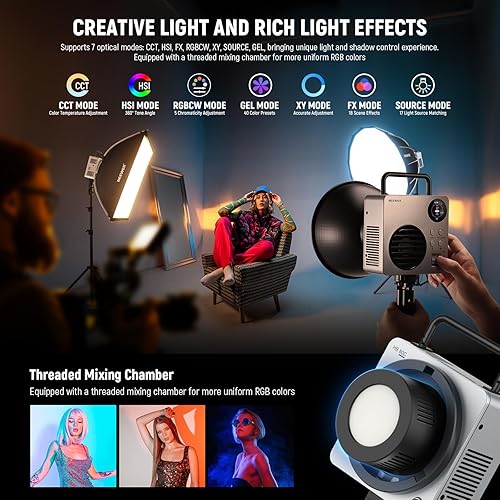 Miniatura 36 de NEEWER HB80C RGBWW - Luz de video LED con batería integrada de 72 Wh y carga rápida PD de 100 W, iluminación de salida continua COB Mini RGB de 80