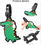 2 Balises de bagages Pcs, Tag de bagages en silicone avec nom ID Carte Belles étiquettes de bagages sécurisées pour valise de voyage Parfaite pour repérer rapidement Bagage vert Dinosaur Etiquettes de bagages Valise ID Jeu d'étiquettes pour les enfants