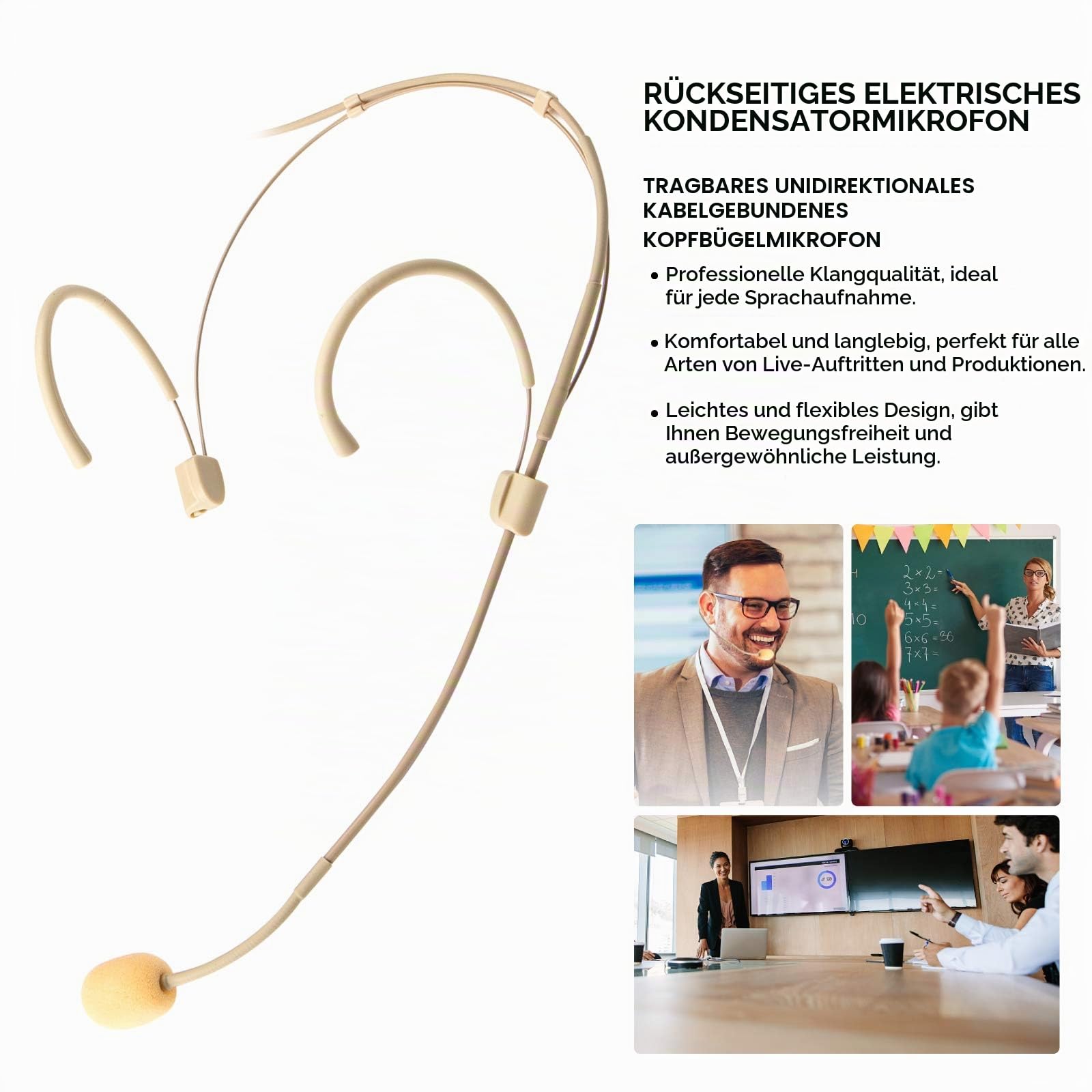 Headset Mikrofon Stirnband mic für Sennheiser kabellos Bodypack Transmitter Taschensender - Ideal für Vorträge, Theater, Podcasts Mit Robust Aufbewahrungsbehälter