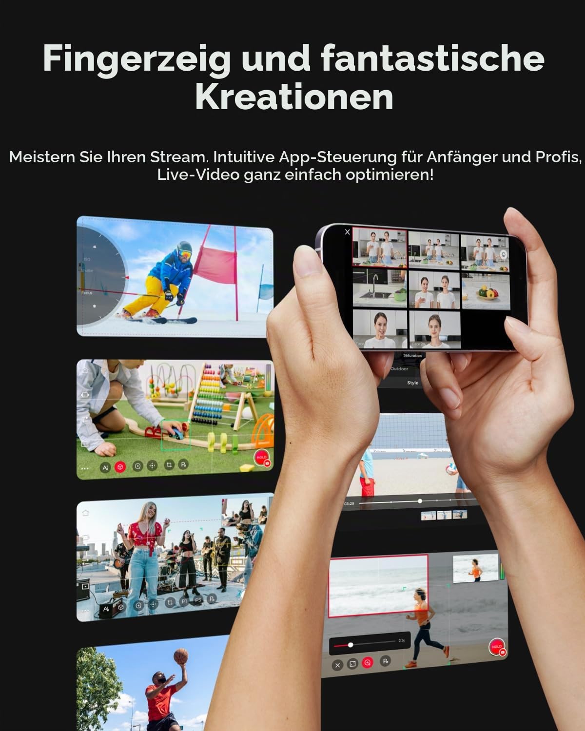 OBSBOT Tail Air NDI 4K Streaming Kamera, KI Tracking PTZ-Kamera with App | Gestensteuerung, HDMI/USB-C, Kabellose Webcam, Videokamera für Livestreaming, YouTube, Kirchen, Creator, Sport(NDI Aktiviert)