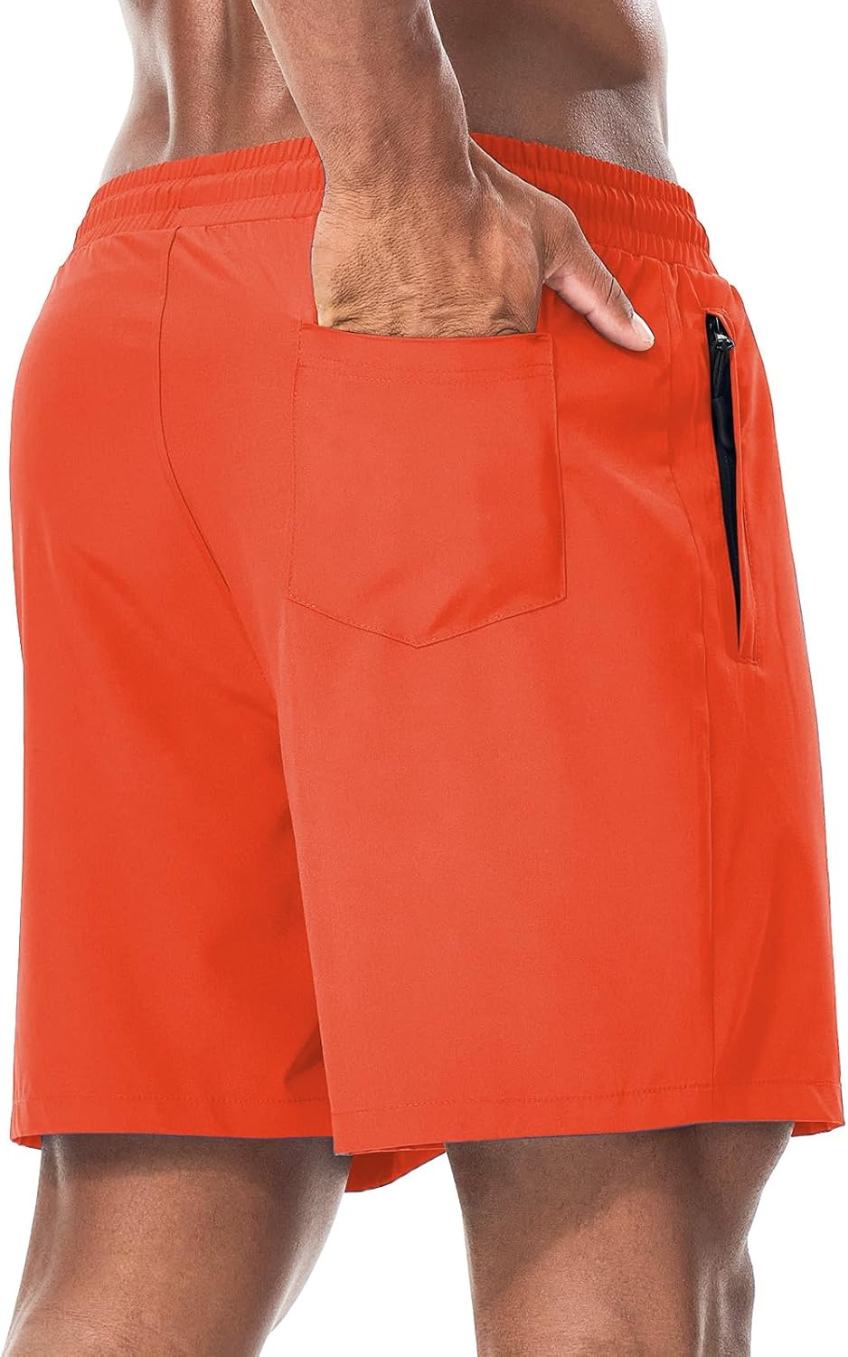 Surenow Mens Athletic Shorts Running Gym Shorts Casual Drawstring Elastic Shorts Stretch Summer Shorts with Zipper Pockets - Image 3