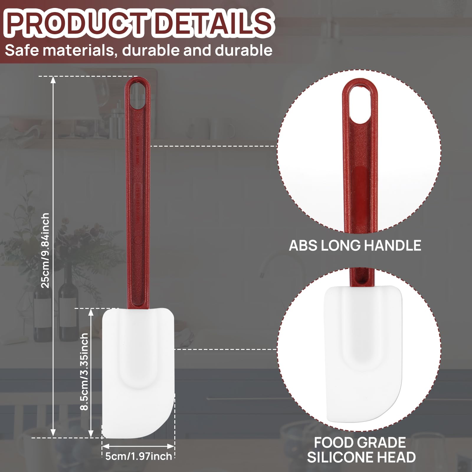 9 spatole in silicone, 25,4 cm, antiaderenti, in silicone, resistenti al calore, con manico lungo, spatole flessibili da cucina per cucinare, miscelare, lavabili in lavastoviglie