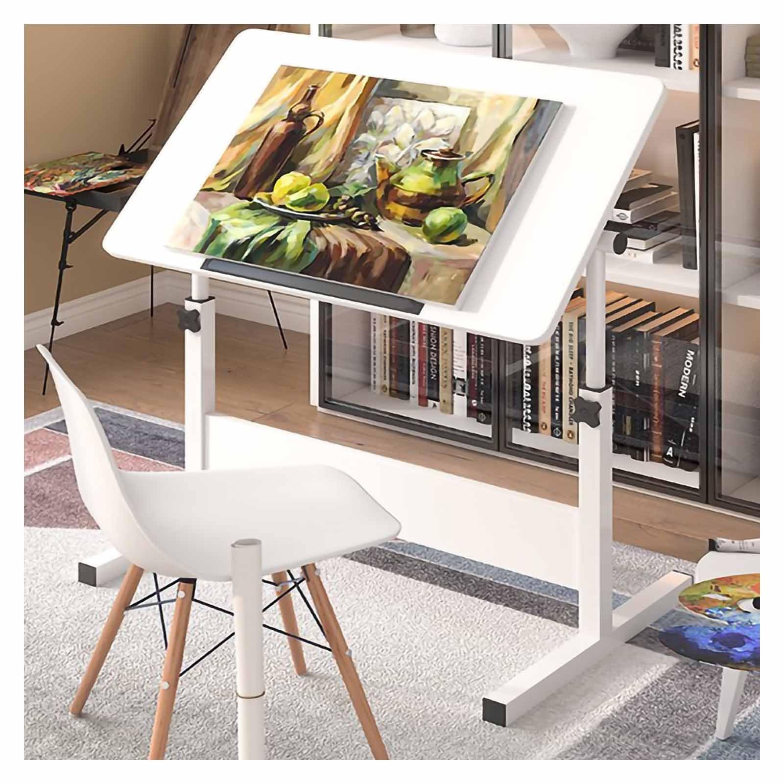 Tavolo da lavoro regolabile con piano in plastica – ideale per lavori creativi e scrittoio per artisti, artigiani e studenti – versatile e di design