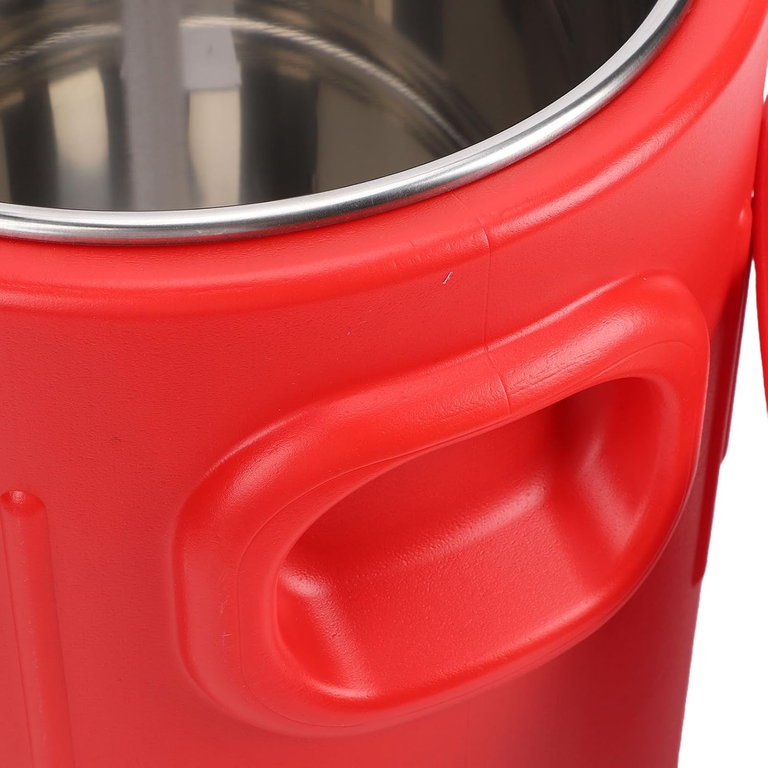 Fafeicy 20L Portable Insulated Food Bucket, Stainless Steel Thermal Container for Ice and Hot Drinks with 2 Buckle Rings, Red for Canteen Hotel Home Use