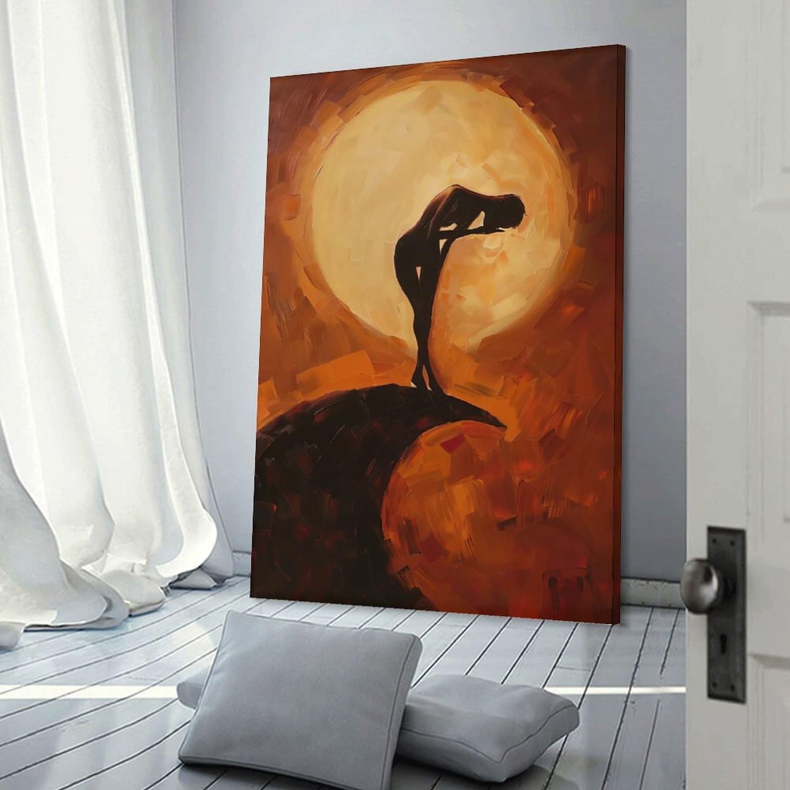 Junmoney Frame-Style-24 Silhouette Under Sun Room Decor Wall Art, 12X18inch(30X45cm), For Living Room, Bedroom, Office Or Hallway, Decorative Artwork With Broad Appeal