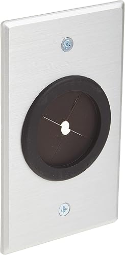 C2G Legrand - Placa de pared para cable con ojales de goma, funciona como placa de pared de paso a través, aluminio cepillado, plata, 1 unidad, C2G