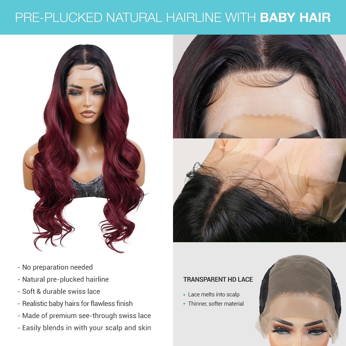 Wig loose curly Human Blend babyhair Swisslace Wig SEMMELY Loose Deep Wave 13x4 Lace Frontal Wig 22 inch  main image 3