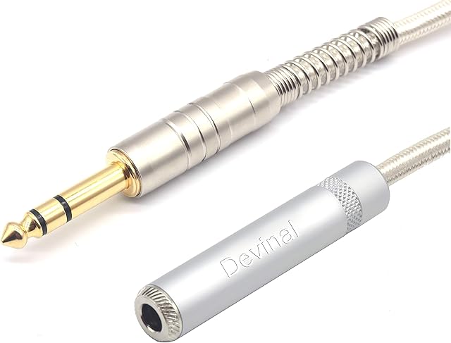 Devinal 1/4 Extension Cord, 1/4" Male to 1/4" Female Cable, 6.35mm Quarter inch Gold Plated Nylon Braided Durable Audio Cable Stereo Cord, 6 Feet 1.8Meters