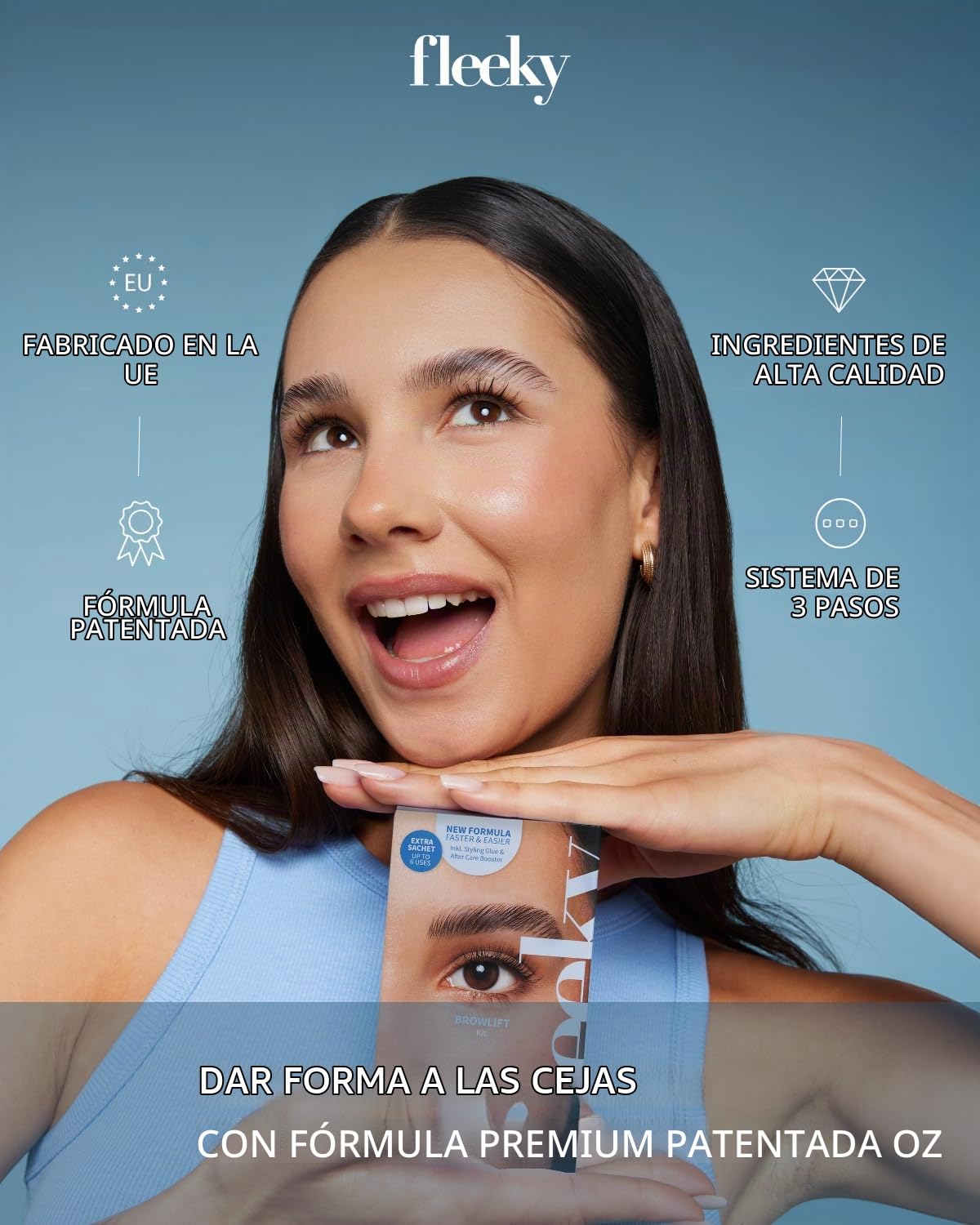 Fleeky Juego de lifting para cejas con pegamento de peinado y cuidado de queratina, kit de elevación de cejas DIY - Cejas voluminosas y definidas - Suave y fácil - Dura hasta 4-6 semanas - Fabricado
