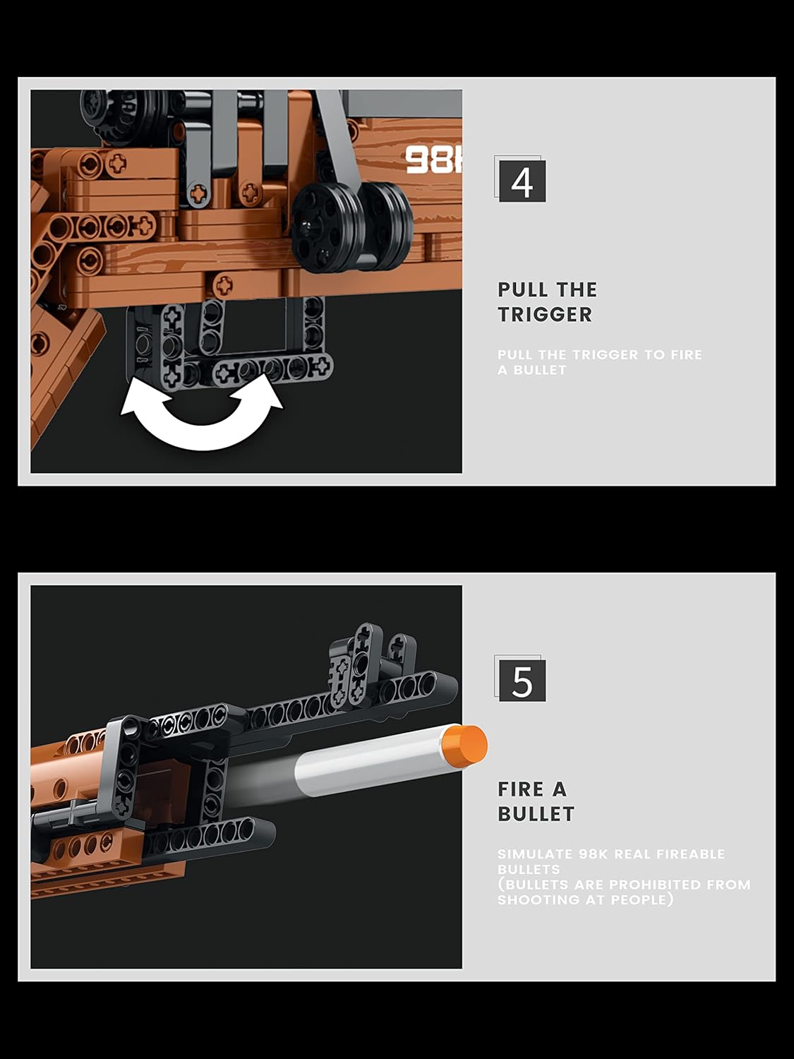 Reobrix 77003 98k Model Building Toys with Shooting Function, 1028 PCS Building Kit, Collectible Building Bricks Set for Adults and Kids, DIY Building Blocks Present for Birthday