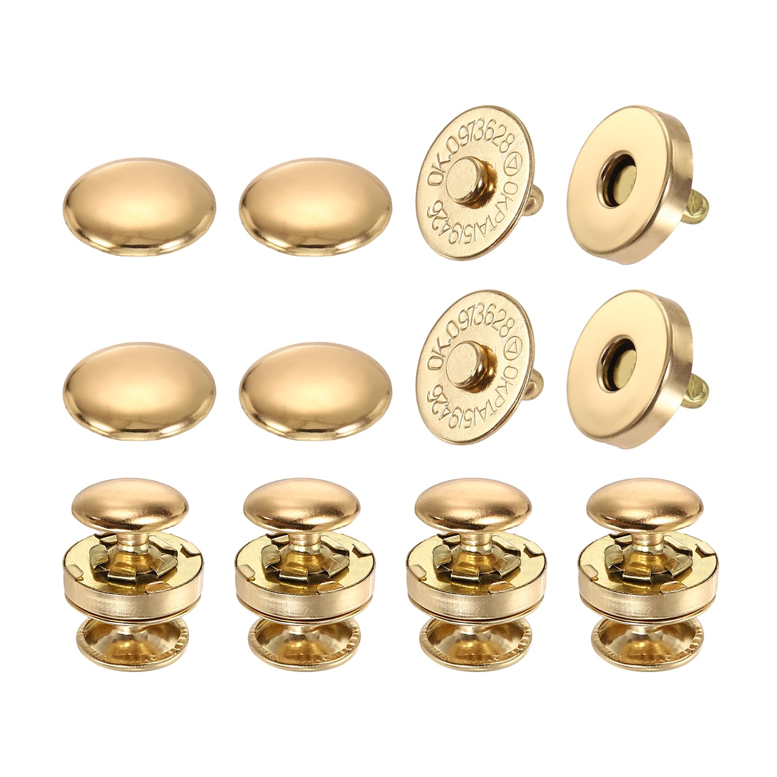 PATIKIL 14mm マグネットスナップボタン 6個セット 銅製 バッグ・服地用 留め具 DIY手芸工具 ローズ金