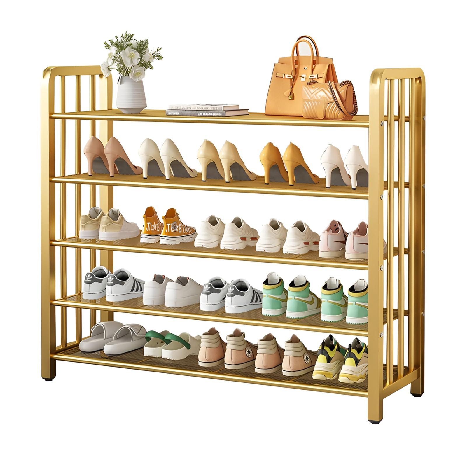 Organisateur chaussures 5 niveaux avec structure durable et peu encombrante