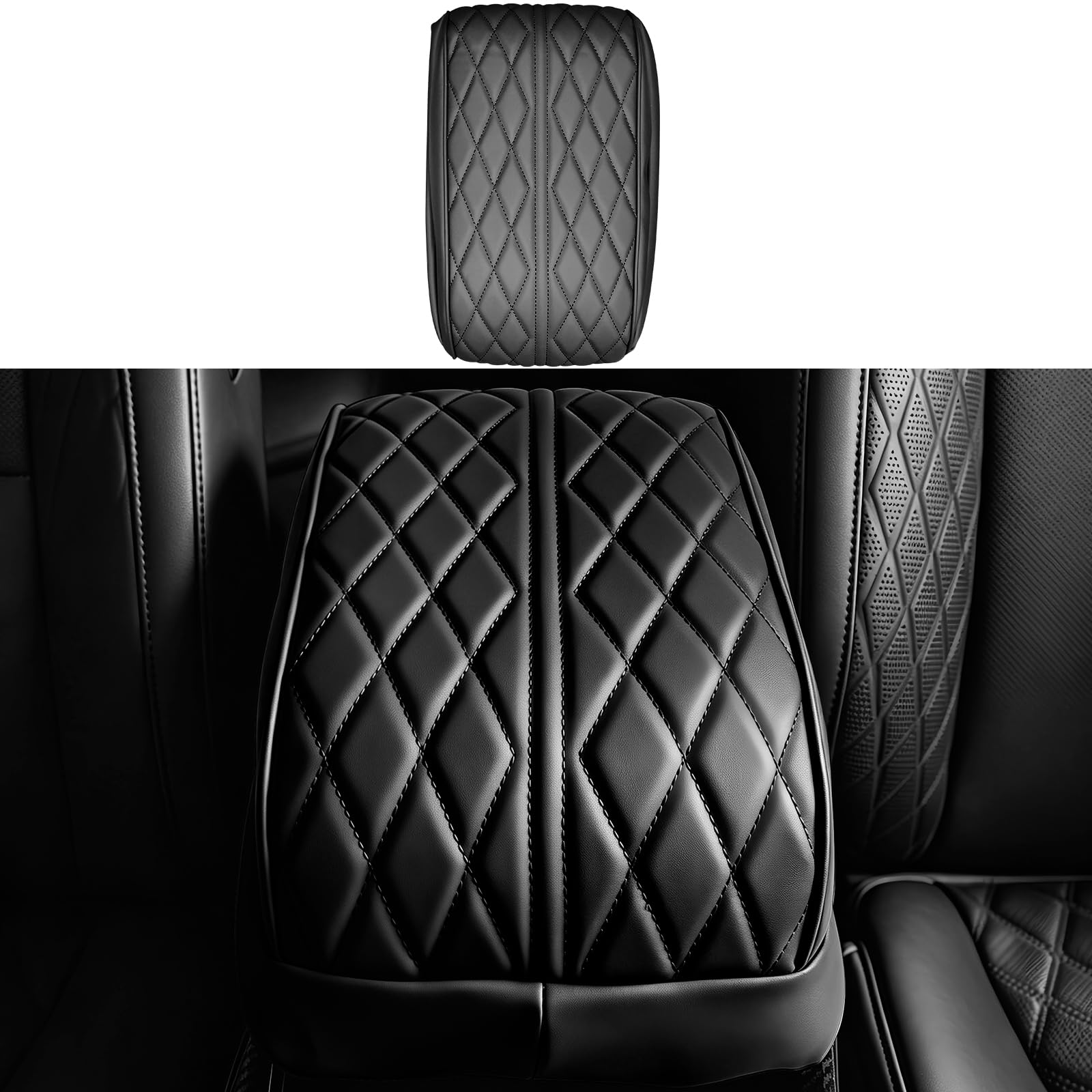 YOUTOOCAR Fodera per bracciolo centrale compatibile con Kia Sorento 2021-2026, accessori per bracciolo in pelle trapuntata (nero)