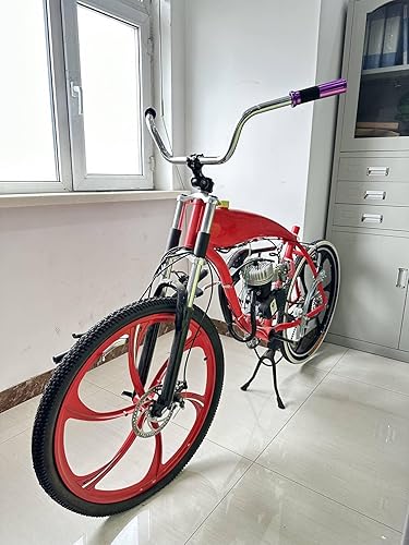 Miniatura 4 de Tenedor de suspensión rojo para bicicleta con auriculares de 1 1/8 pulgadas, vástago ajustable de 1.000 x 4.331 in y manillar elevador plateado de