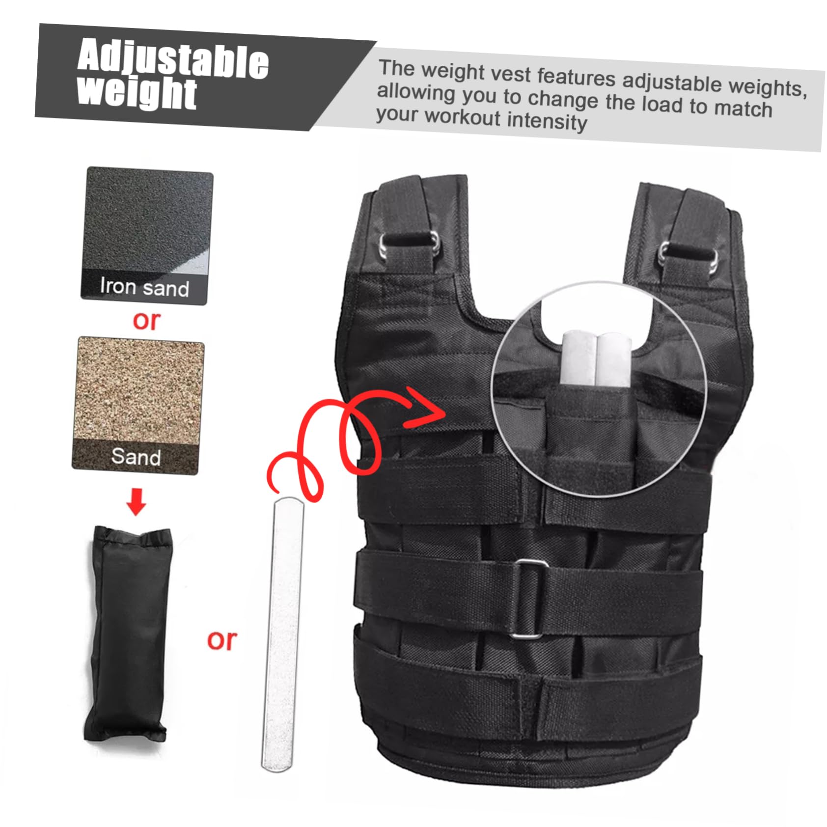 Gilet Zavorrato Regolabile Nero Oxford per Uomo e Donna | Fino a 50kg, per Palestra e Corsa, Design Moderno Vestibilità Versatile