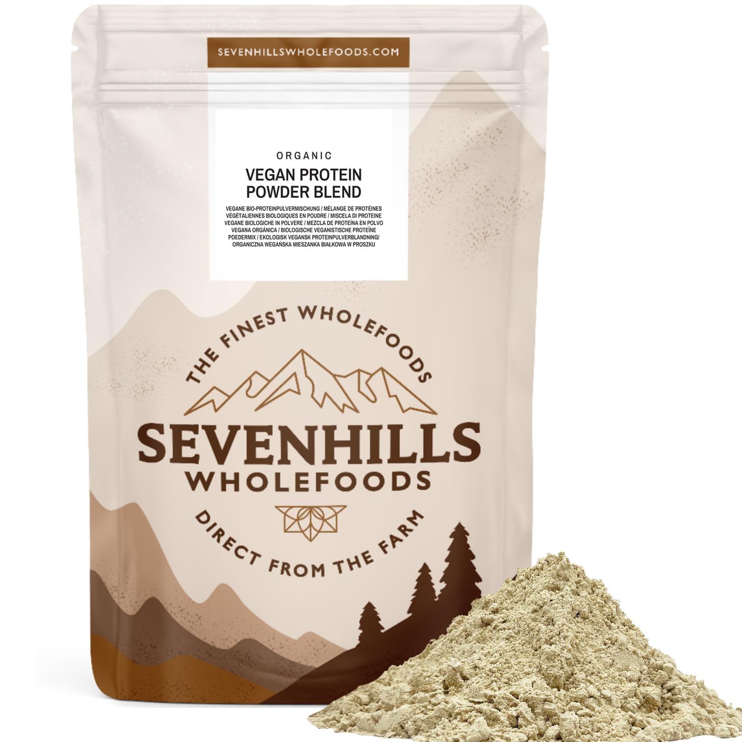 Sevenhills WholefoodsOrganic Vegan Natural Protein Powder Blend 900g, with Rice, Hemp & Pea Protein, unsweetened & unflavoured, no additives, Dairy & Soy FreeEU Organic