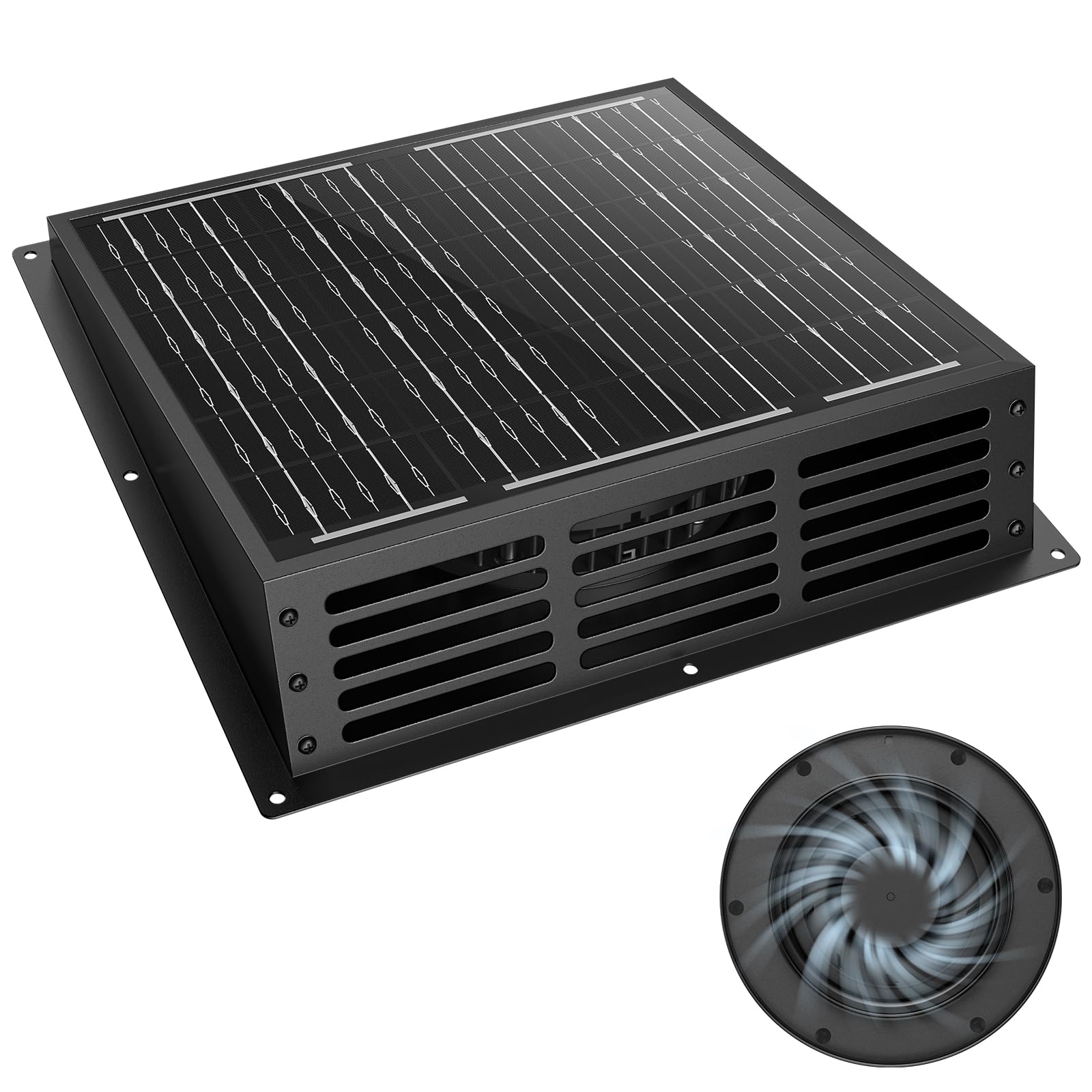 Photo 1 of Kfonla 25W Solar Powered Fan, 2500RPM High CFM Roof Solar Exhaust Fan, IP67 Waterproof Solar Fan, Solar Powered Attic Fan, Solar Exhaust Fan for Home Attic, Shed, Greenhouse, Chicken Coop, Dog House