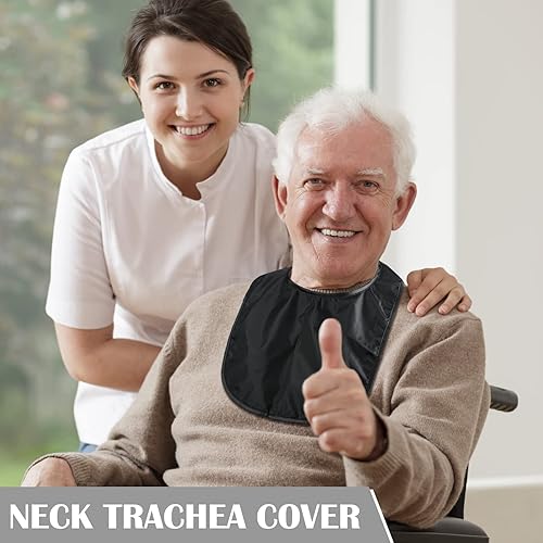 Miniatura 6 de Oudain 3 piezas de cubierta de ducha de traqueotomía impermeable laringectomía estoma cubre cuello protector protector estoma transpirable ajustable