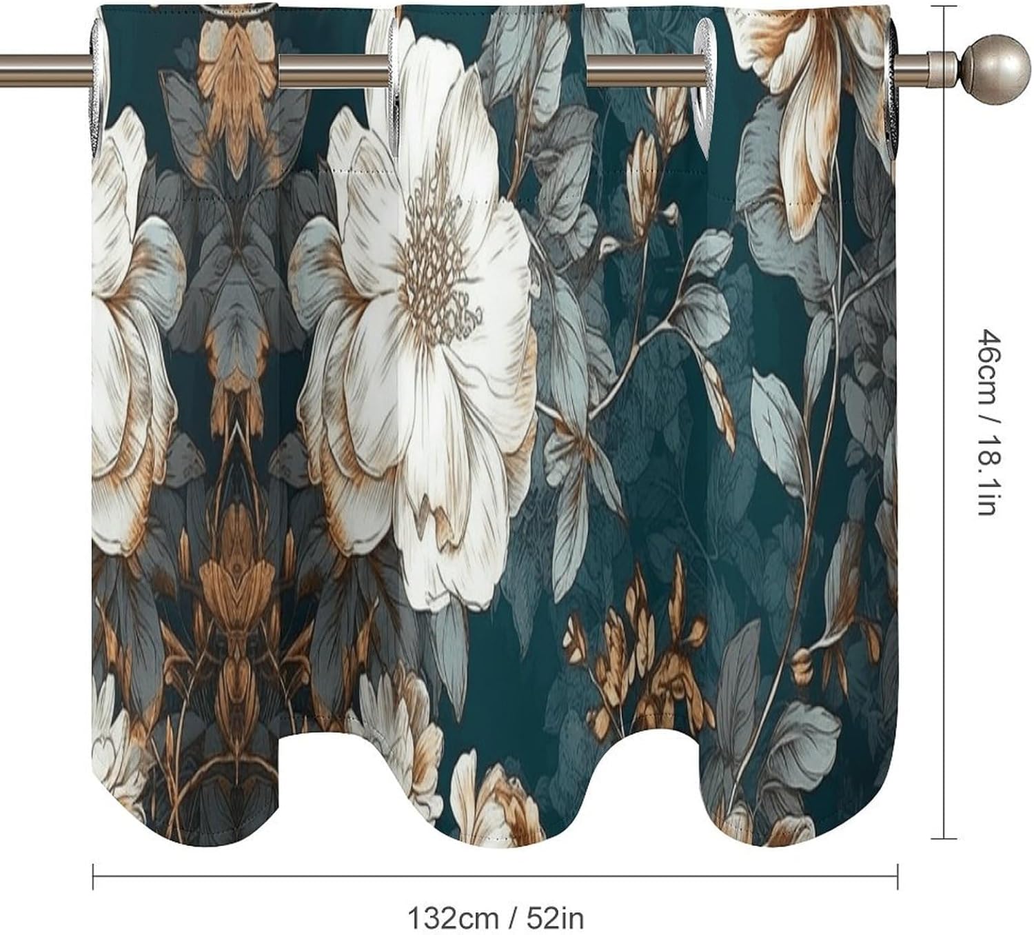 Blue and Light White Valance for Windows, 2 Pack Kitchen Curtains Modern Home Decor, Soft Blackout Window Curtains for Living Room & Bedroom, 18 X 52 Inch