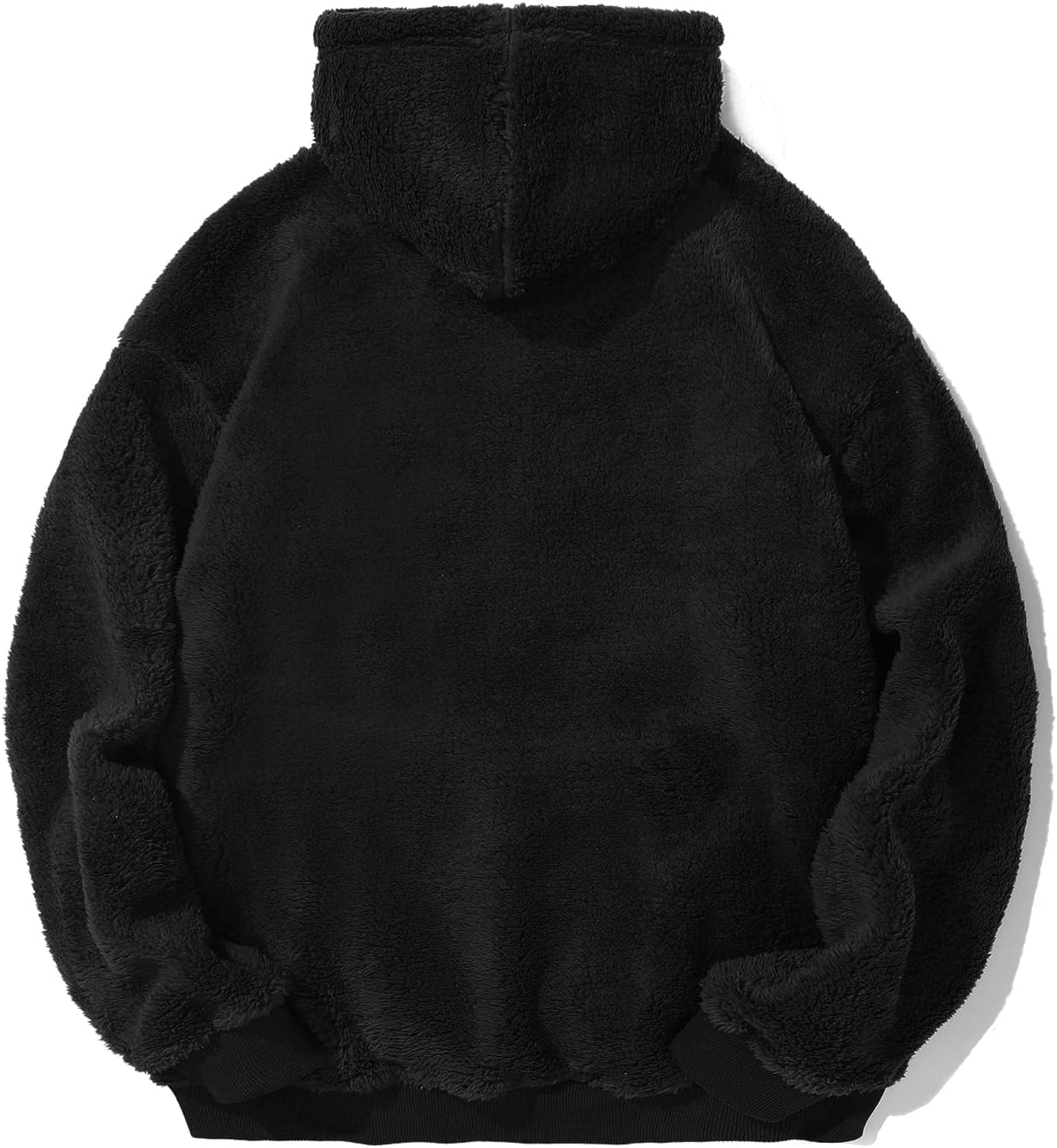 PEGENO Mens Fuzzy Sherpa Hoodie Pullover Sweatshirts Loose Cozy Pocket Long Sleeve Winter Hooded Outwear - Image 5