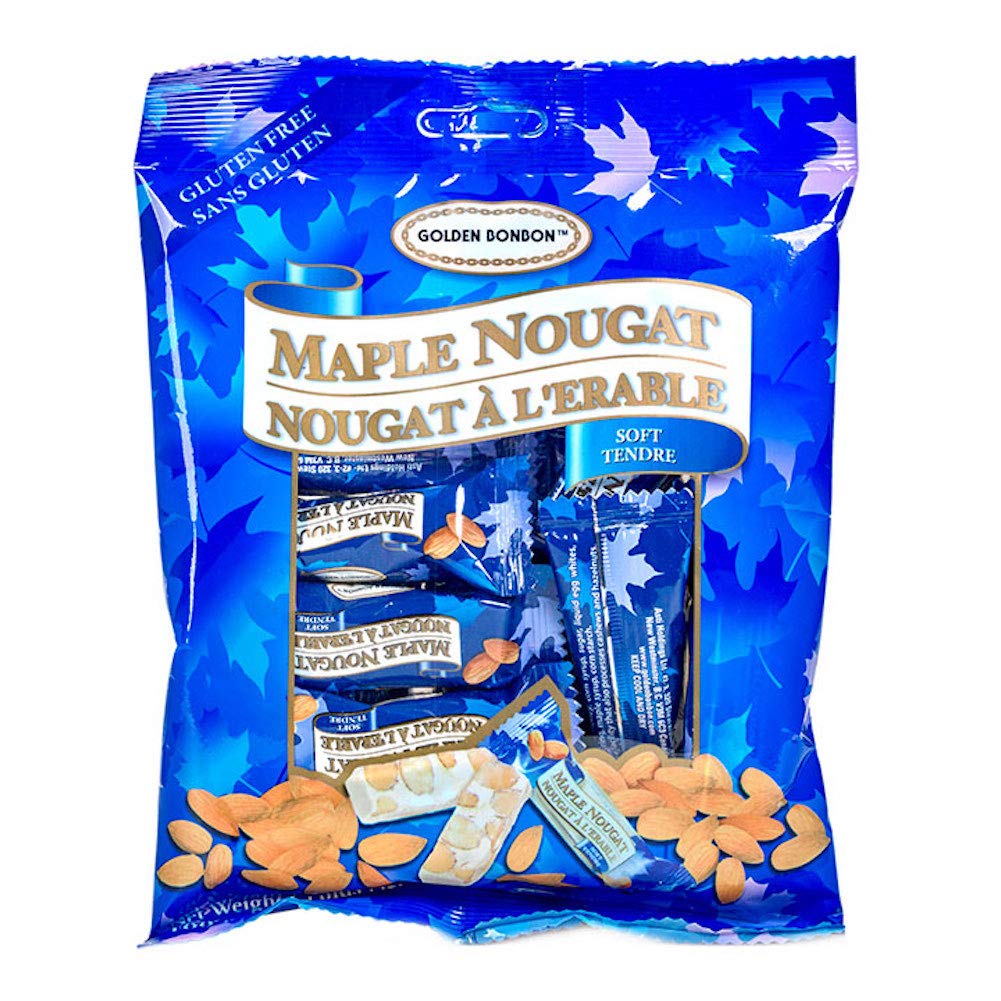 Golden BonbonItalian Soft Almond Nougat Candy, Individually Packed Chewy, Gluten Free Nougat, Full of Almonds, Halal Candy (3.53 Oz, Almond Maple)
