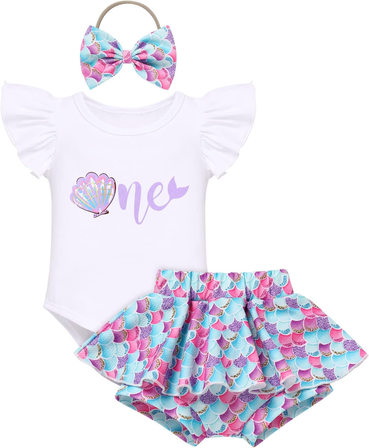 FYMNSIBaby Girls Mouse 1st Birthday Outfit Sunflower Peach ONE Romper + Tutu Shorts + Headband for Cake Smash Photo Props