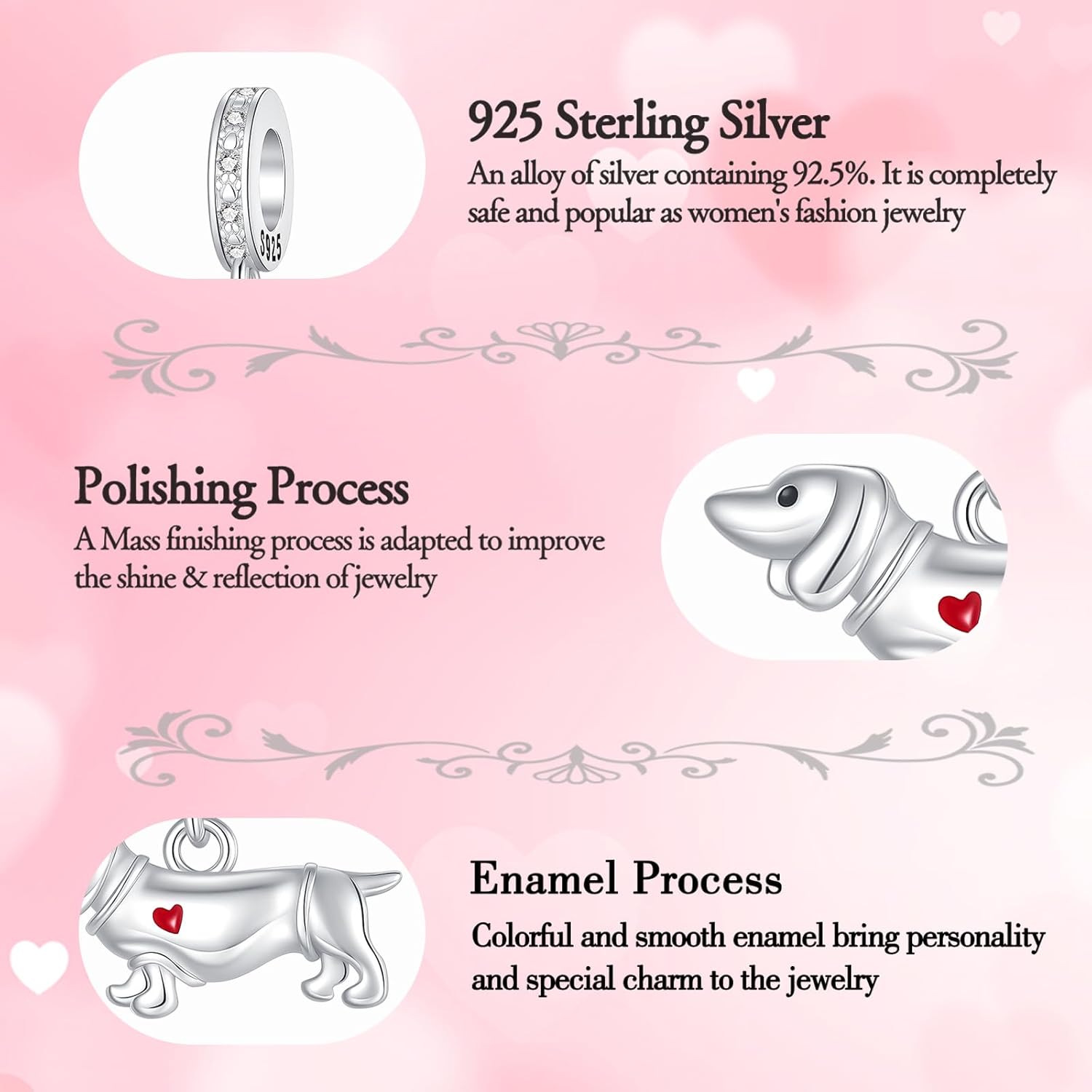 925 Sterling Silver Charms for Bracelets and Necklaces for Birthday Valentine's Day Fashion Jewelry for Women Friend and Mother - Image 5