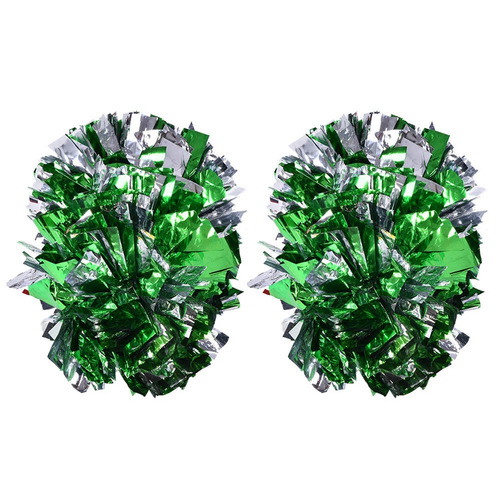 Cheerleading Pom Poms, Plastic Cheerleader Cheer Party Sports Dance Pom for Team Spirit Cheering(Green+Silver) Cheerleader Green Pom Poms Cheerer Green Pom Poms Cheerleader Green