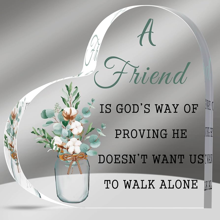 Yulejo Christmas Christian Gifts Birthday Friendship Gifts with Quotes a  Friend Is God's Way of Proving He Doesn't Want Us to Walk Alone, 6 x 6 x  0.6 ...