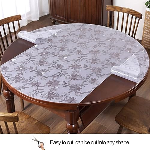 Miniatura 5 de Mantel protector de mesa de comedor de plástico transparente redondo Cosmos Flower Desk Pad Mat muebles de madera mantel de mesa rollo de tela
