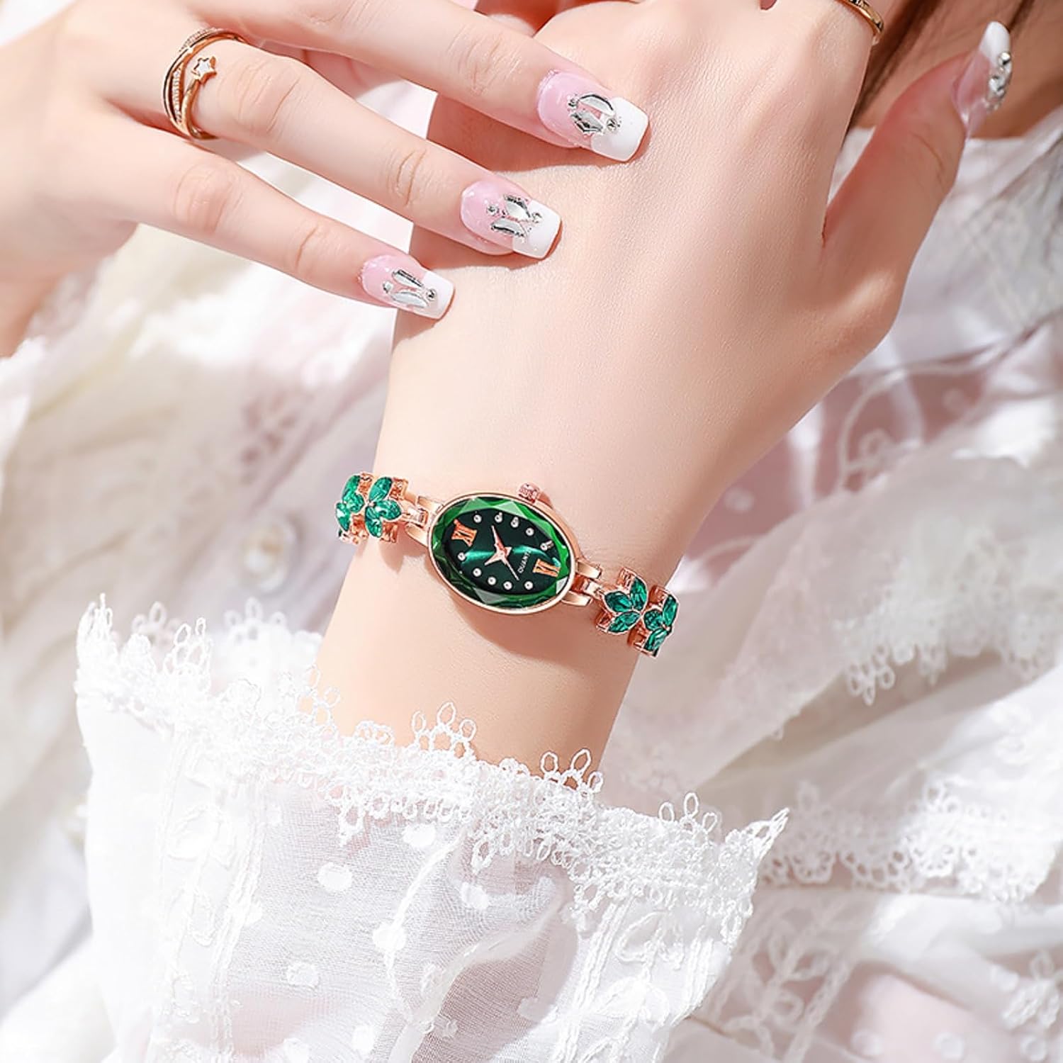 Women 3 Pcs Wholesale Watches Elegant Bangle Bracelet Oval Dial Analog Quartz Wristwatches - Image 5