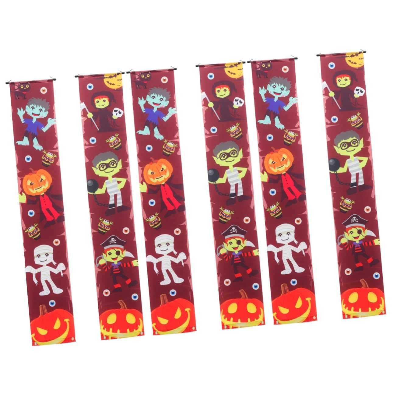 PRETYZOOM 6 STK Halloween-Banner Halloween-Veranda- Outdoor- Halloween-partydekorationen Draussen Halloween-tür Couplets Halloween-türhänger Halloween-türfahne Polyester Brown