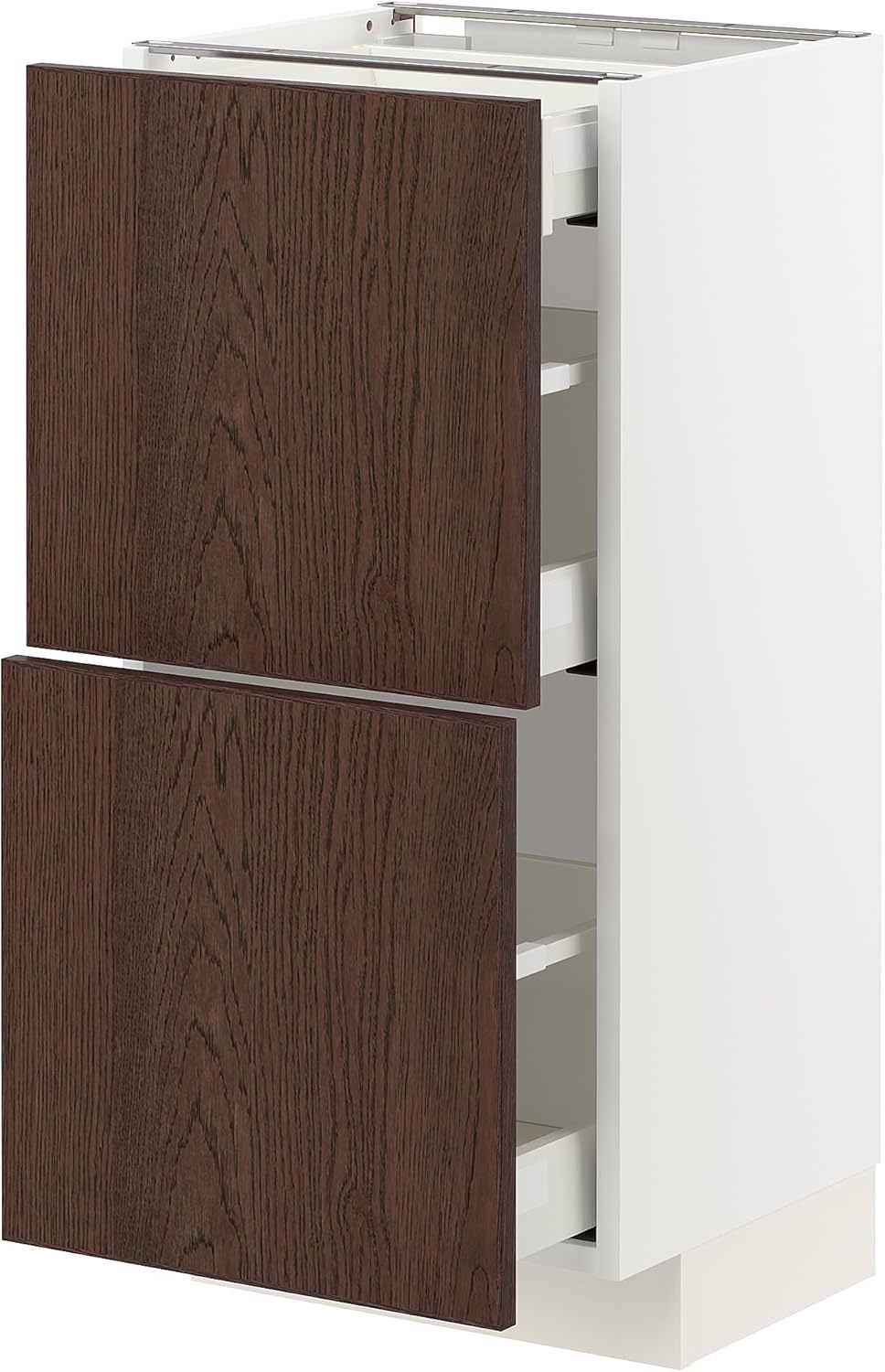 METOD/MAXIMERA Base Cab, 2 Front/3 Drawers, White/Cinarp Brown, 40x37cm