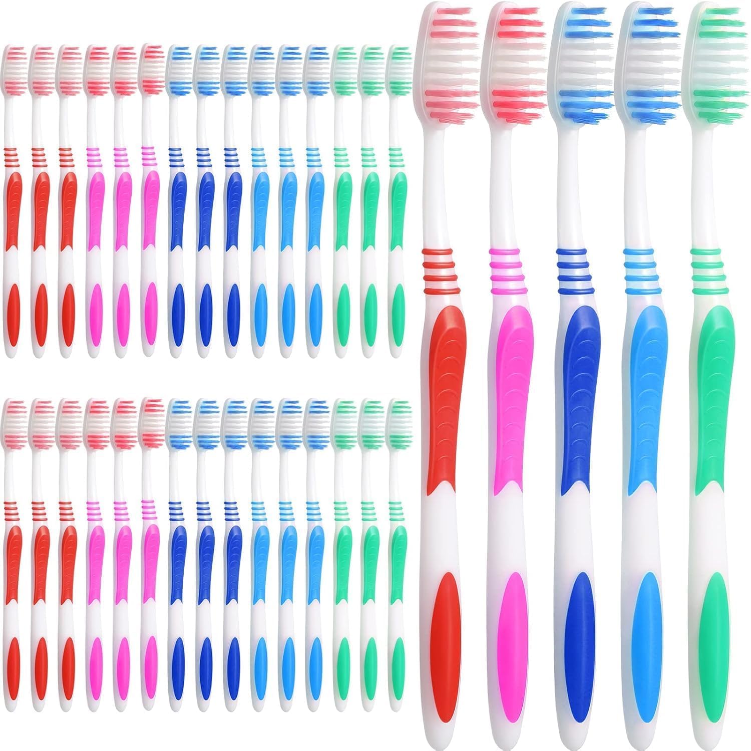AIAG Extra Hard and Firm Bristle Adult Toothbrush 72-Count, Bulk Toothbrush, Hard Bristles, Value Pack for Travelling, Hotels, Donations