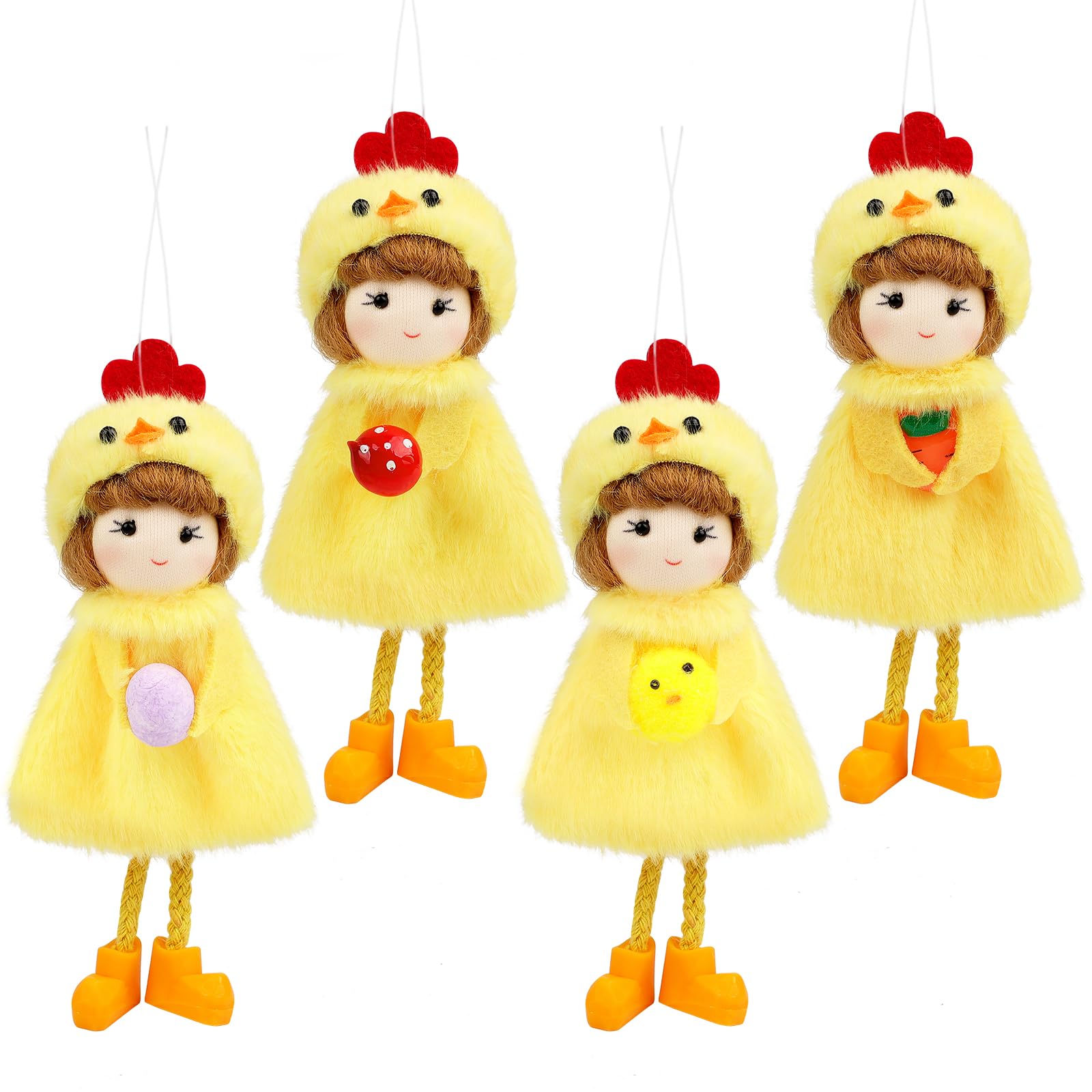 Fangoo 4 Piezas Colgante de Pollito de Peluche Adornos Muñeco Pollito de Pascua Decoración de Pollitos de Peluche Muñecos de Peluche y Adornos Colgantes para Decoración del Hogar de la Fiesta