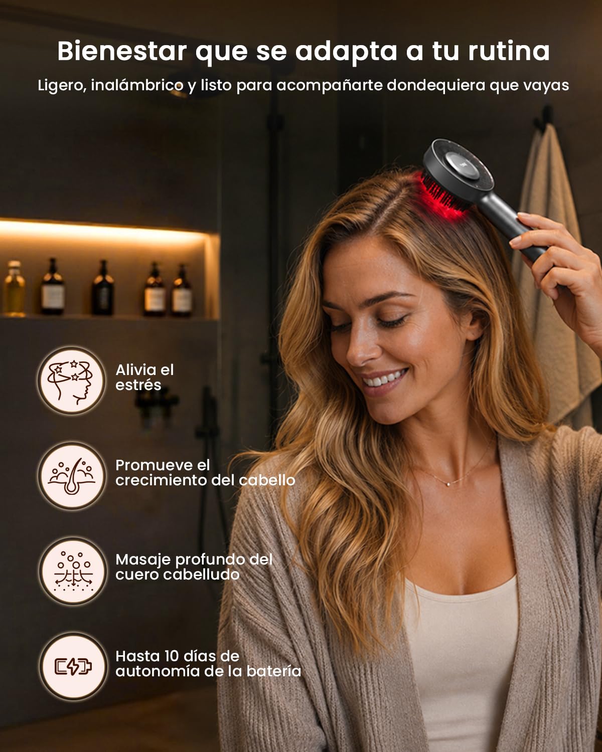 Breo Scalp 3L Masajeador eléctrico de cuero cabelludo con terapia de luz roja para el crecimiento del cabello, masajeador de cabeza para el tratamiento de la caída del cabello, regalo para mujeres