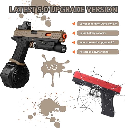 Miniatura 5 de Juguetes eléctricos de gel X5, Full Auto Splat-Blaster incluye tambor y gafas para juego de equipo al aire libre, versión mejorada X2 para mayores