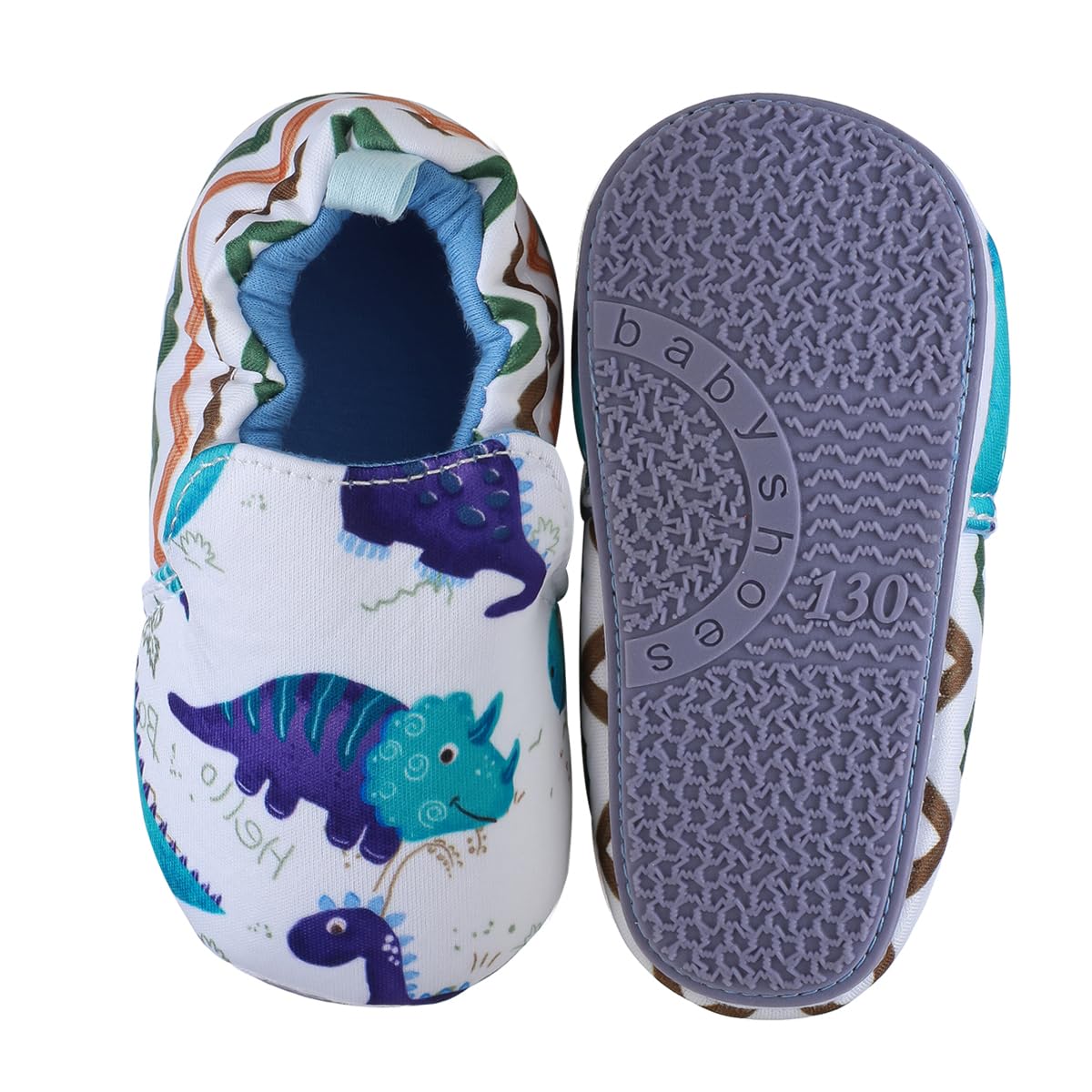 Timatego Toddler Baby Boys Girls Shoes Non Skid Slipper Sneaker Moccasins Infant First Walker House Walking Crib Shoes(6-24 Months)(6-9 Months Infant 01 White Cartoon)