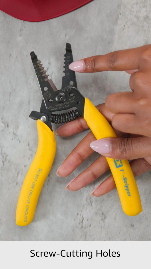 Image of IDEAL Electrical Reflex Super T-Stripper Wire Strippers, 8-16 AWG Solid, 10-18 AWG Stranded, Ergonomic Wire Cutter and Stripping Tool with Textured Sleeves, Locking Handle (Pack of 3)