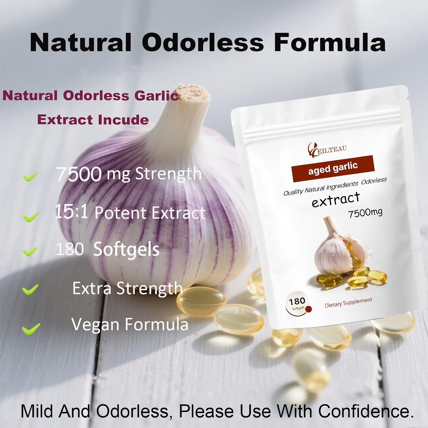 Aged Garlic Extract - 7500mg Odorless - 180 Softgels | Non-GMO, Gluten-Free | Supports Immune Health (1) - Image 2
