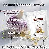 Vista 2 de Extracto de ajo envejecido 7500 mg inodoro 180 cápsulas blandas Sin OMG, sin gluten Apoya la salud inmunológica (1)