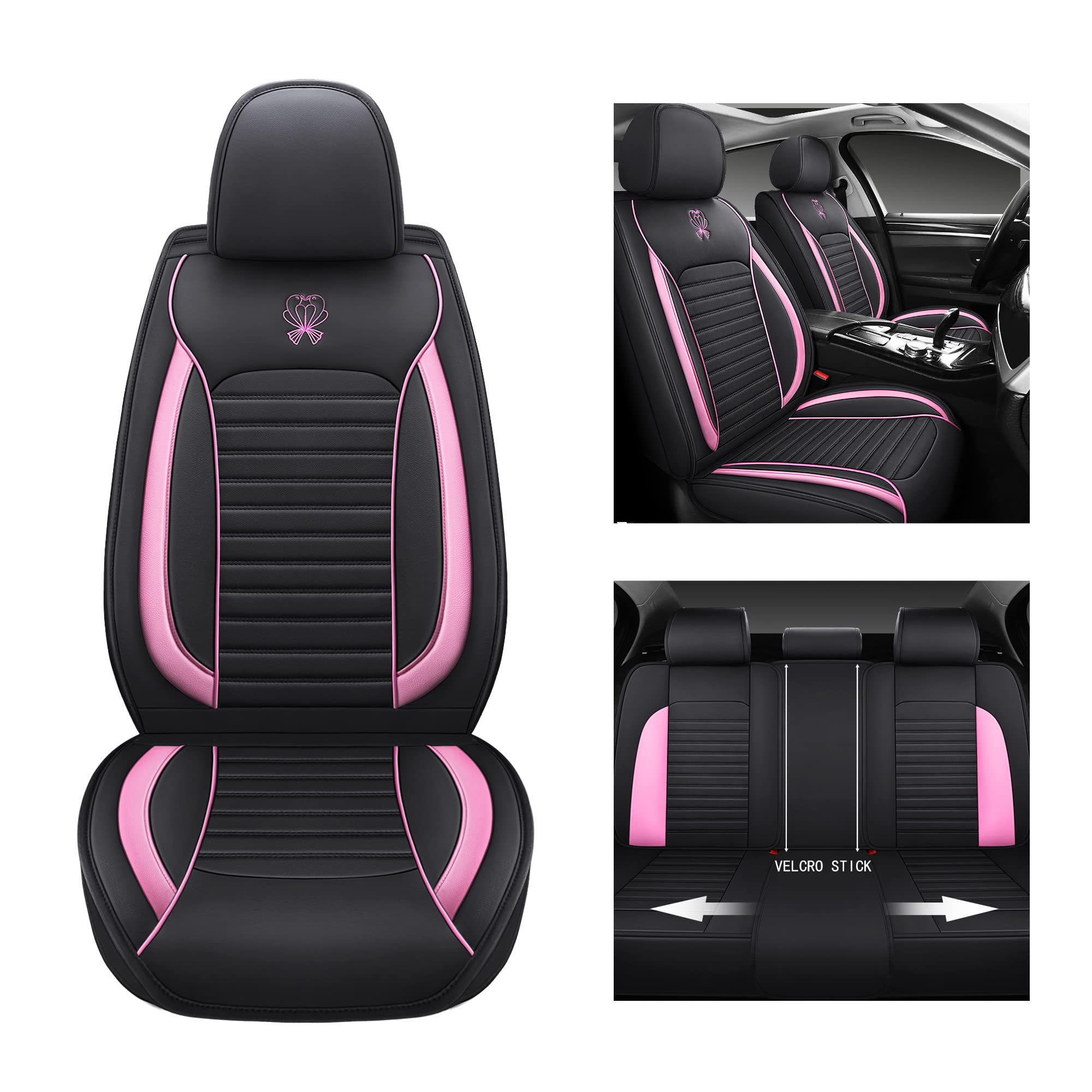 WOLTU Set Coprisedili Auto 7 Posti Seat Cover Protezioni Universali per Macchina Tessuto Poliestere Nero/Blu